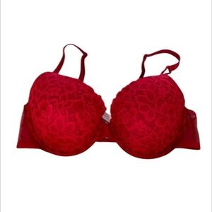 Victoria's Secret red lace lined demi bra size 36C